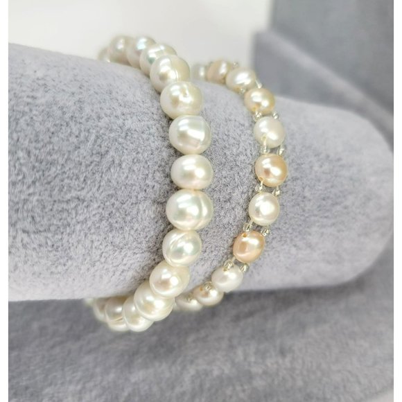 Freshwater Pearl Beaded Stretch Bracelet Lot - White and Cream Styles LI328 - Picture 6 of 8